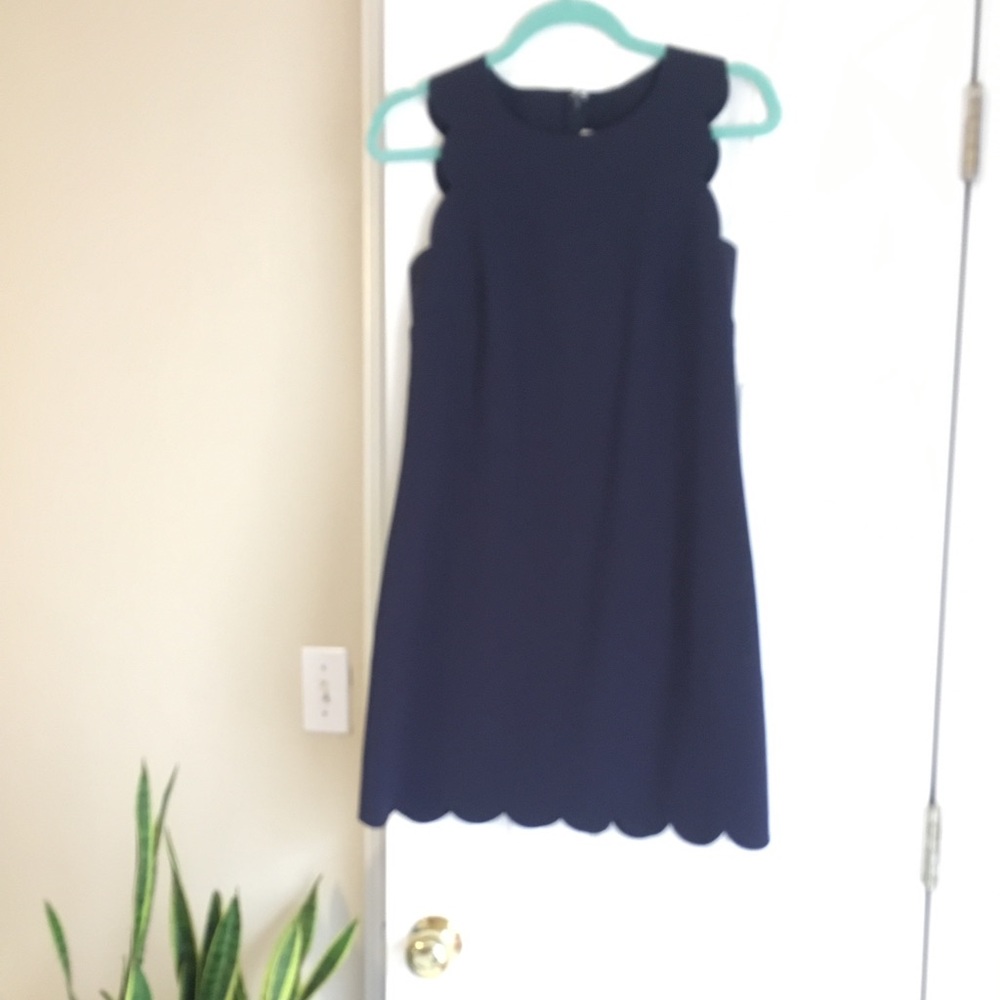 Navy blue cute J Crew scallop dress